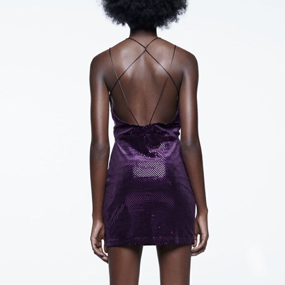 NWT Zara Ring Detail Shiny Dress - Picture 8 of 10